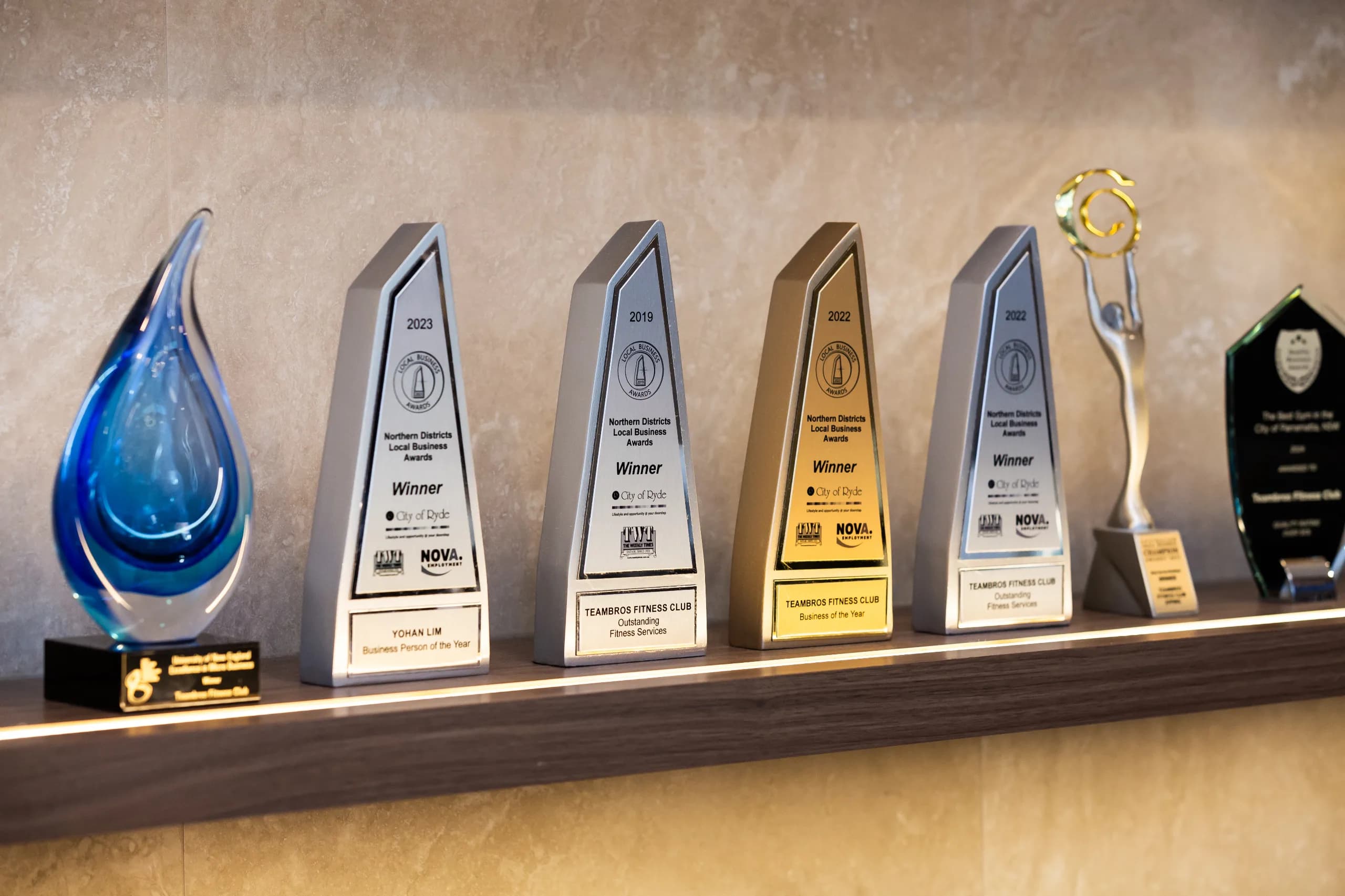 Teambros Fitness Club award trophies